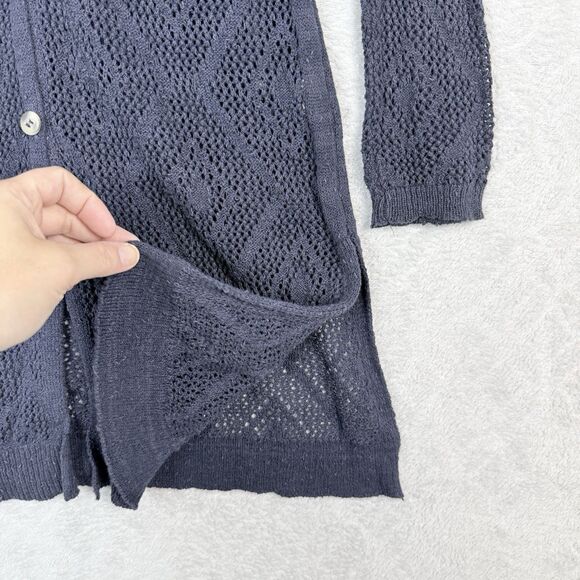 Free People Cutie Booty Crochet Cardigan Sweater M Blue Boho Y2K Elena Gilbert - Picture 6 of 12